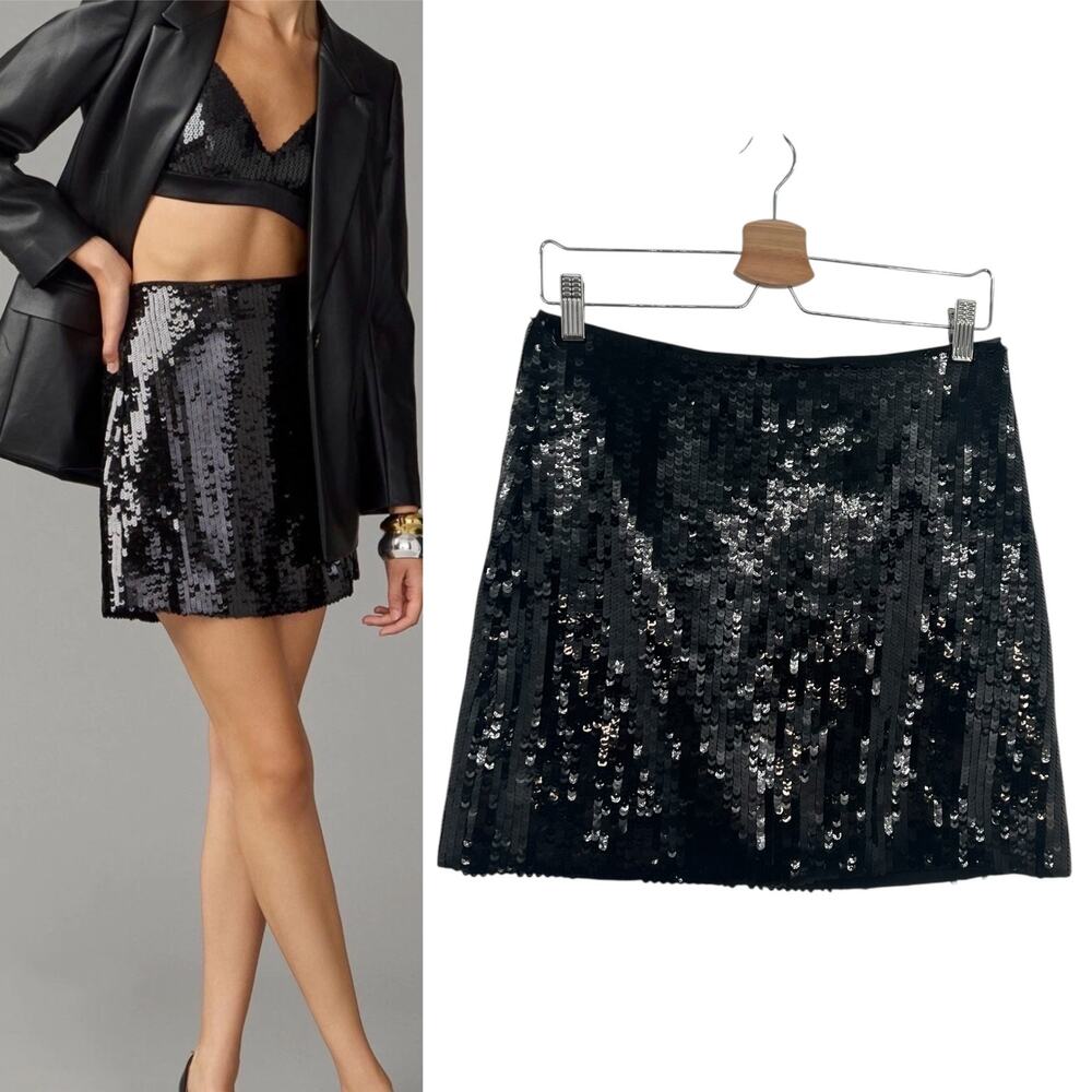 J. Crew Collection Sequin Mini Skirt Black‎ Size 4